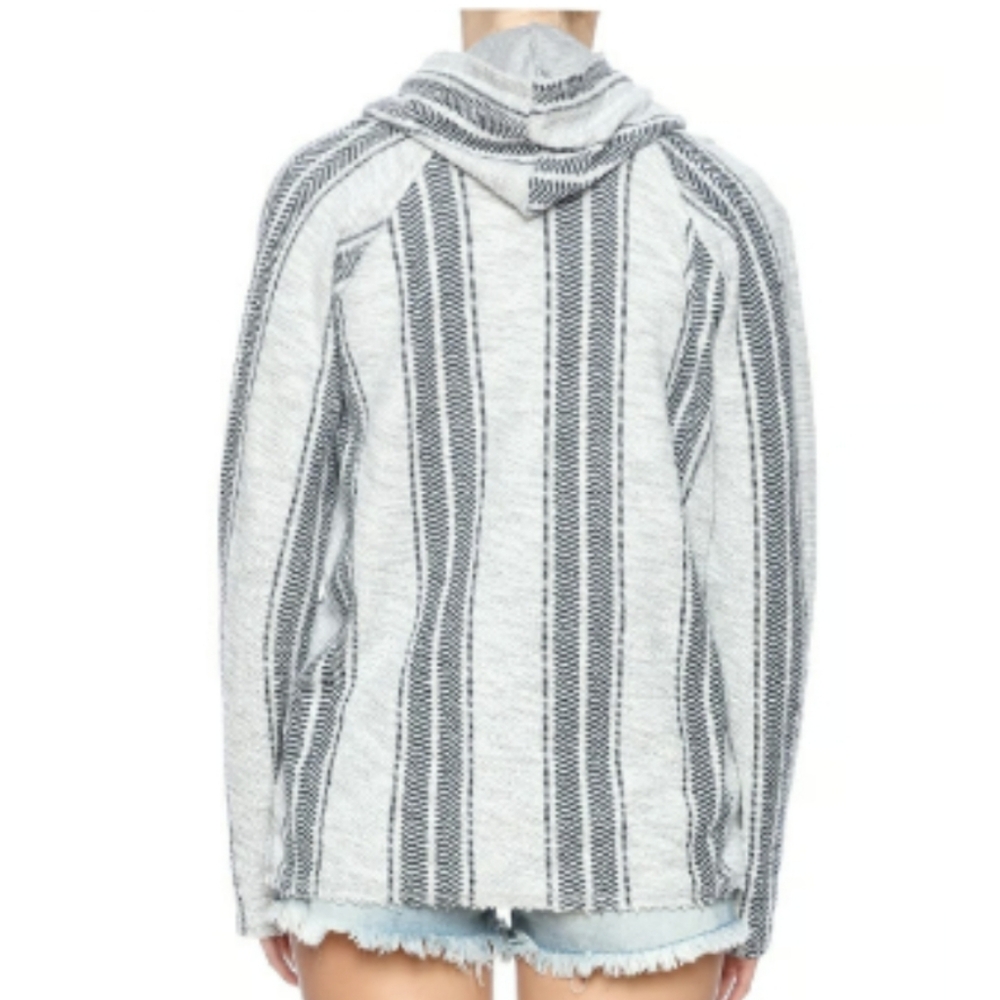 Ocean Drive Stripe Printed Baja Hoodie Beachy Boho Streetwear - Picture 2 of 8